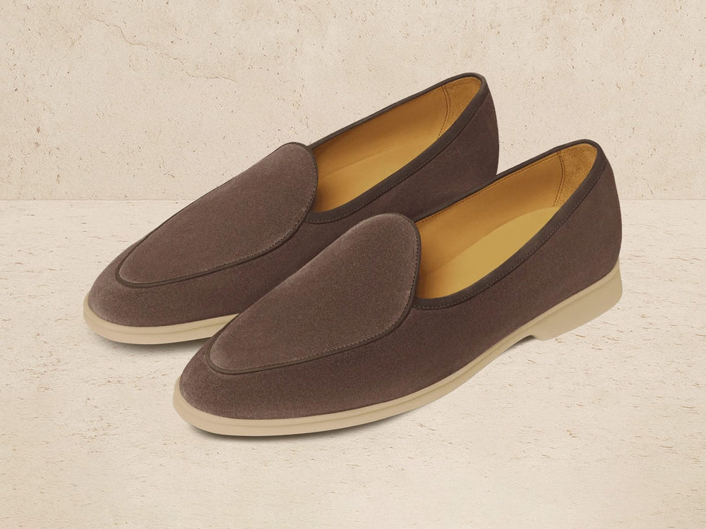 Stride Loafers in Fiji Taupe Glove Suede with Natural Sole