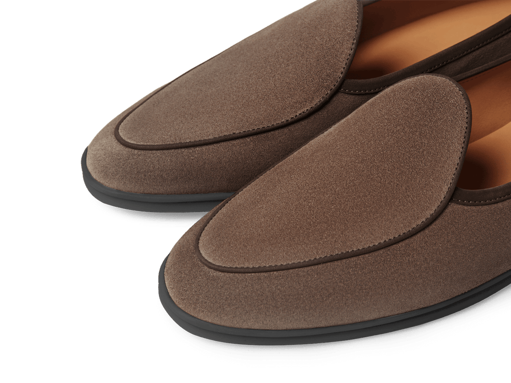 Stride Loafers in Deep Taupe Glove Suede Dark Sole