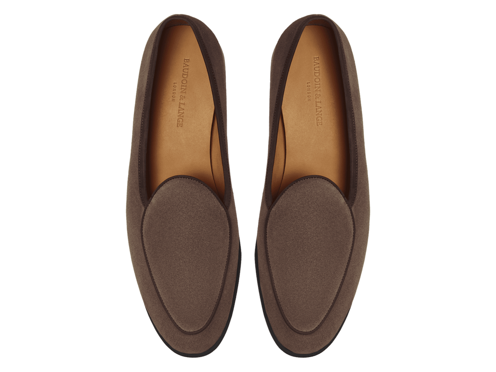 Stride Loafers in Deep Taupe Glove Suede Dark Sole