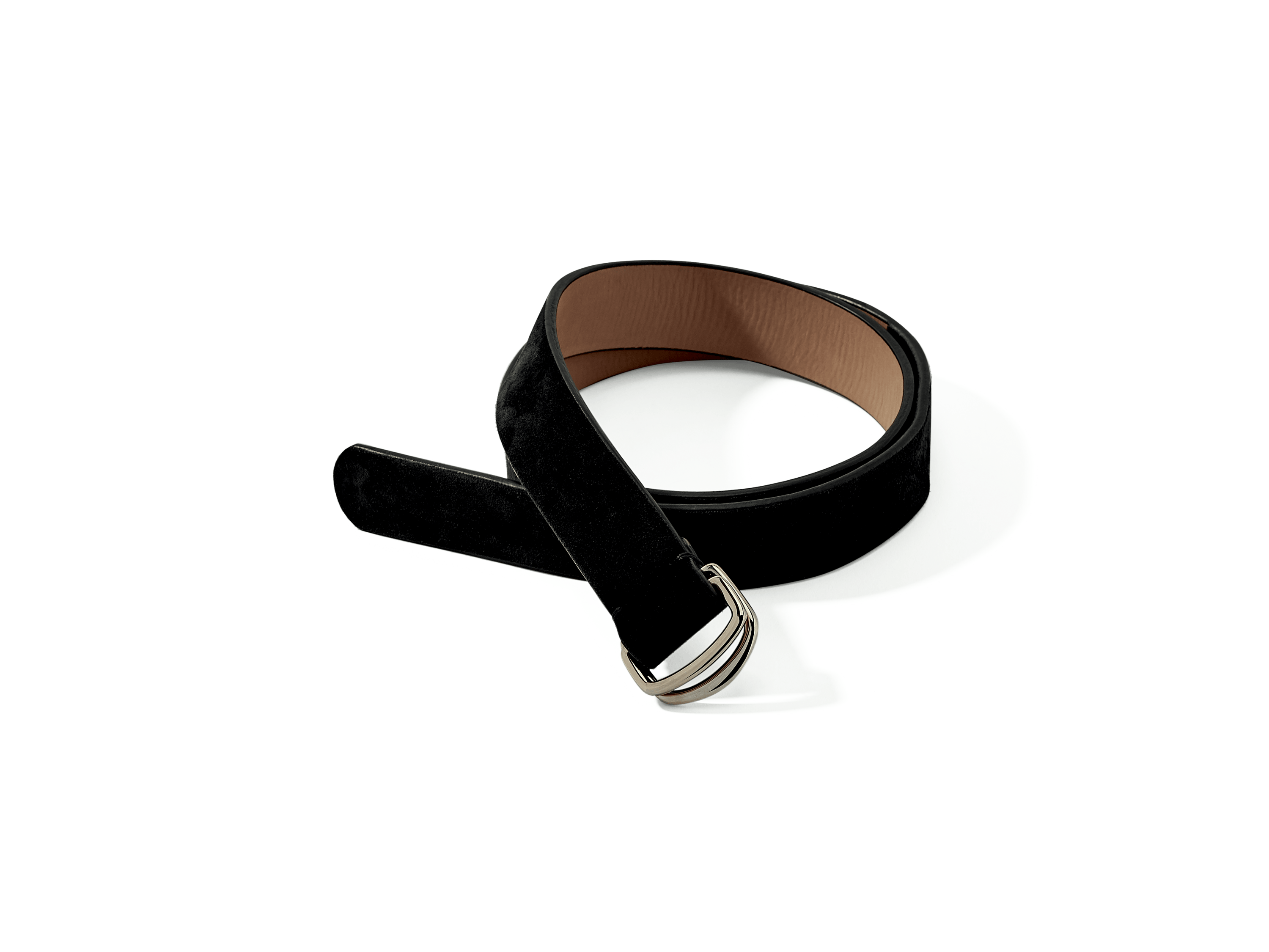 Sagan Belt Rings in Black Glove Suede with Pale Gold Rings