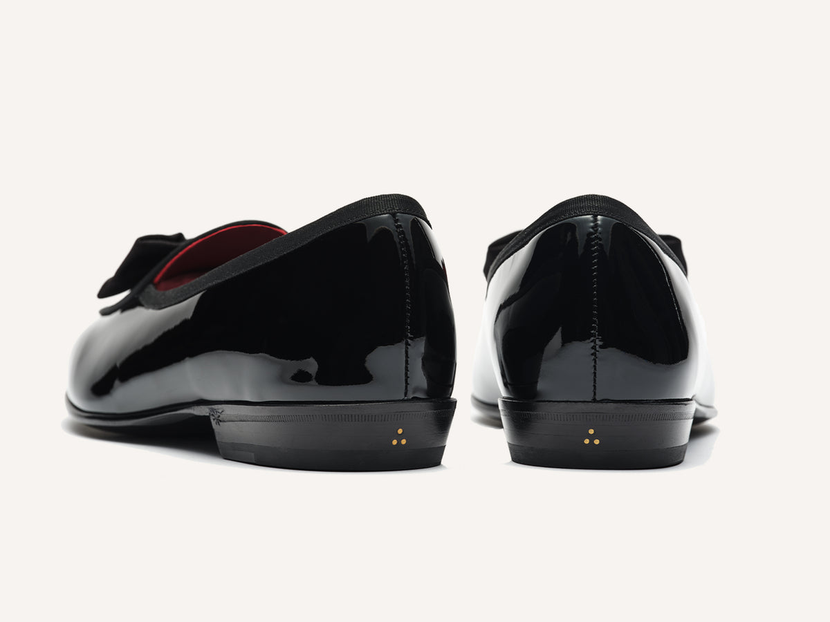 Sagan Opera Bow in Black Patent and Gros Grain