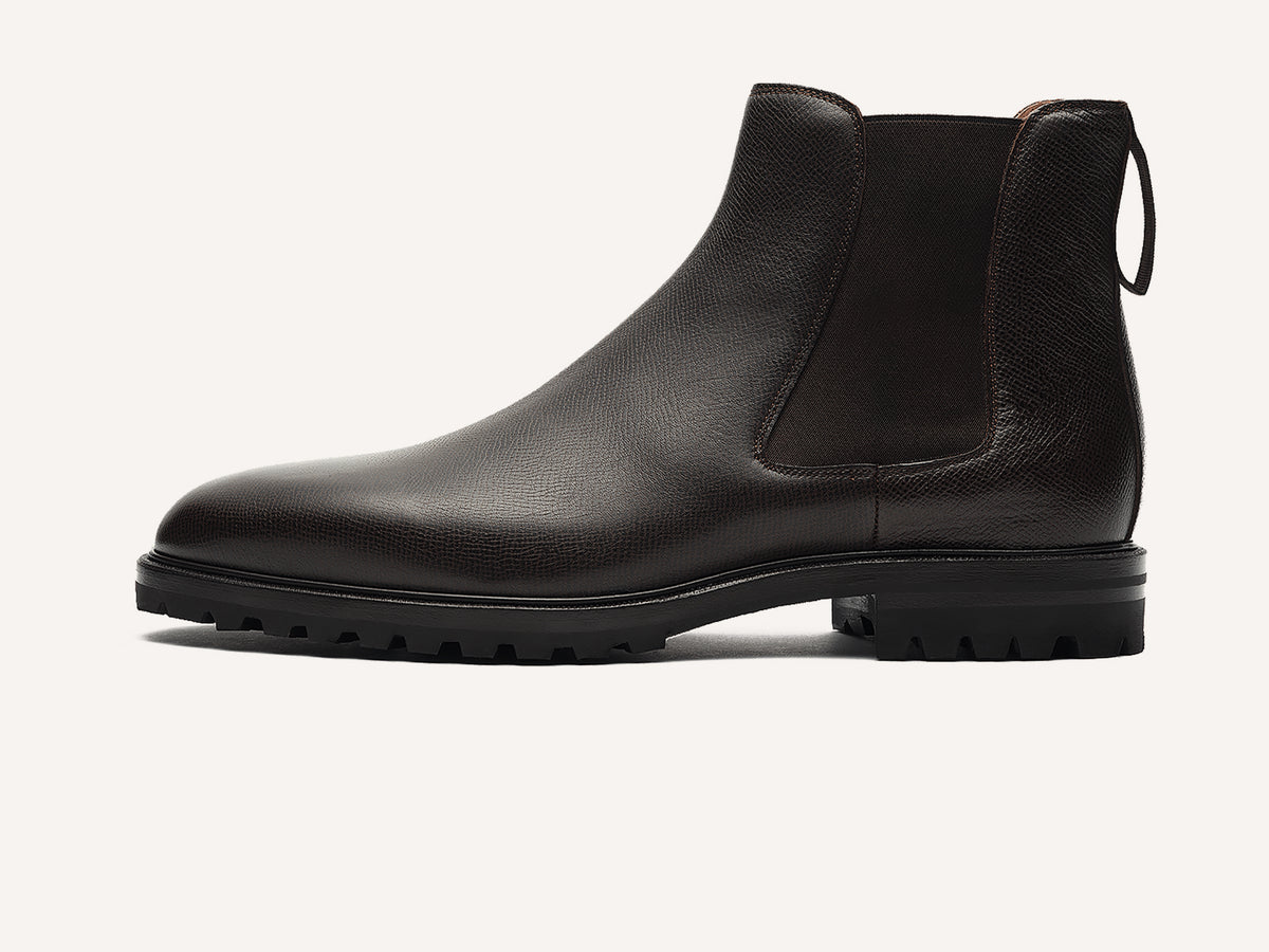 Ribot Boots in Dark Brown Hatch Grain Calf