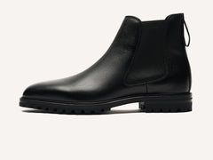 Ribot Boots in Black Hatch Grain Calf with Shearling