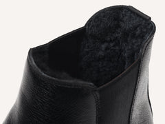 Ribot Boots in Black Hatch Grain Calf with Shearling