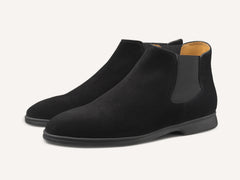Rover Boots in Black Glove Suede Dark Sole