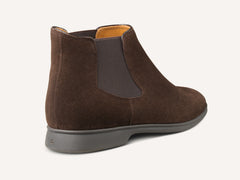 Rover Boots in Dark Brown Glove Suede Taupe Sole