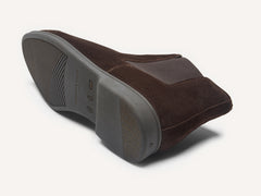 Rover Boots in Dark Brown Glove Suede Taupe Sole