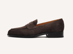 Berkeley Penny Loafers in Dark Brown Suede