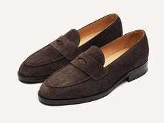 Berkeley Penny Loafers in Dark Brown Suede