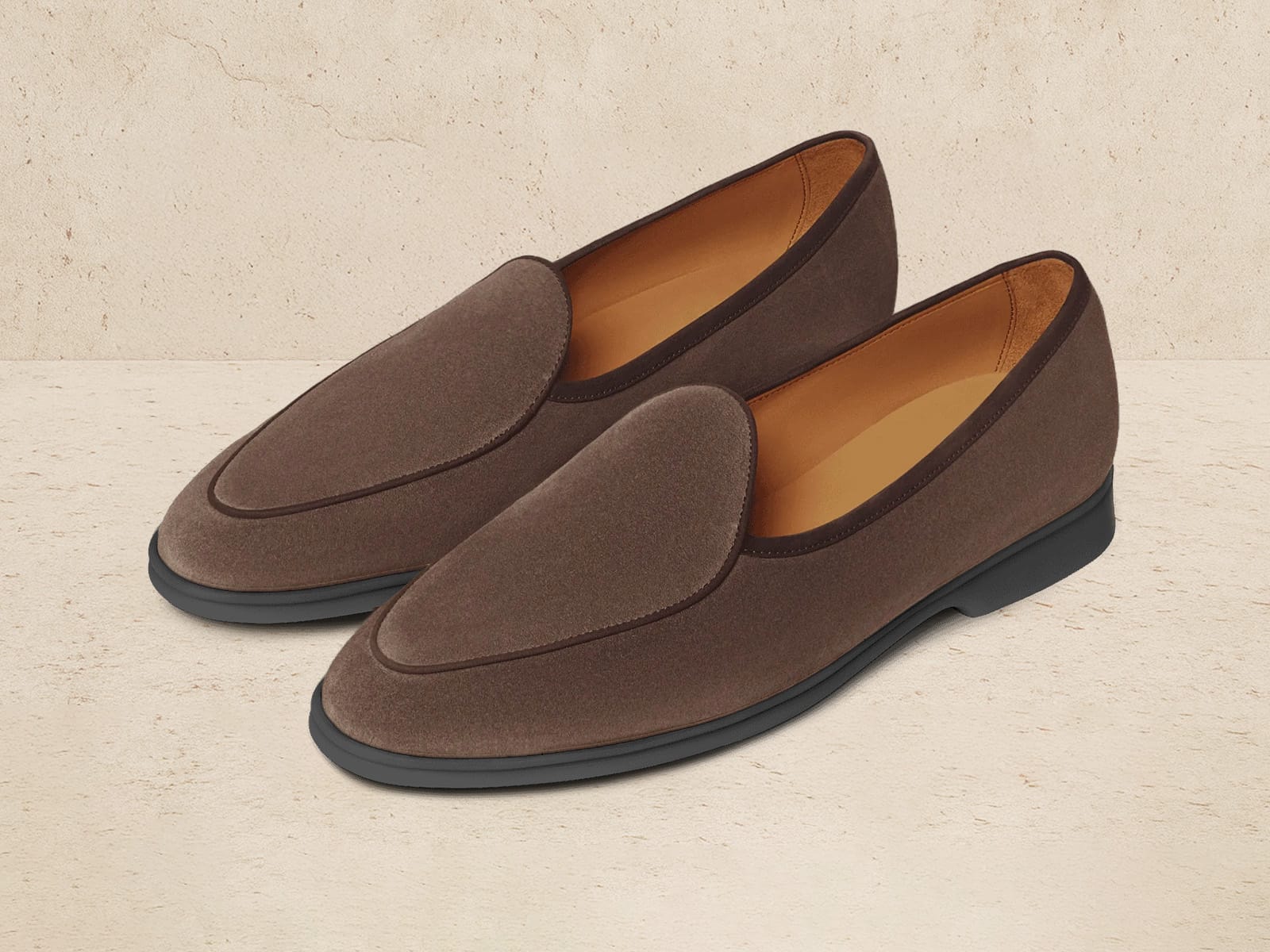 Stride Loafers in Deep Taupe Glove Suede Dark Sole