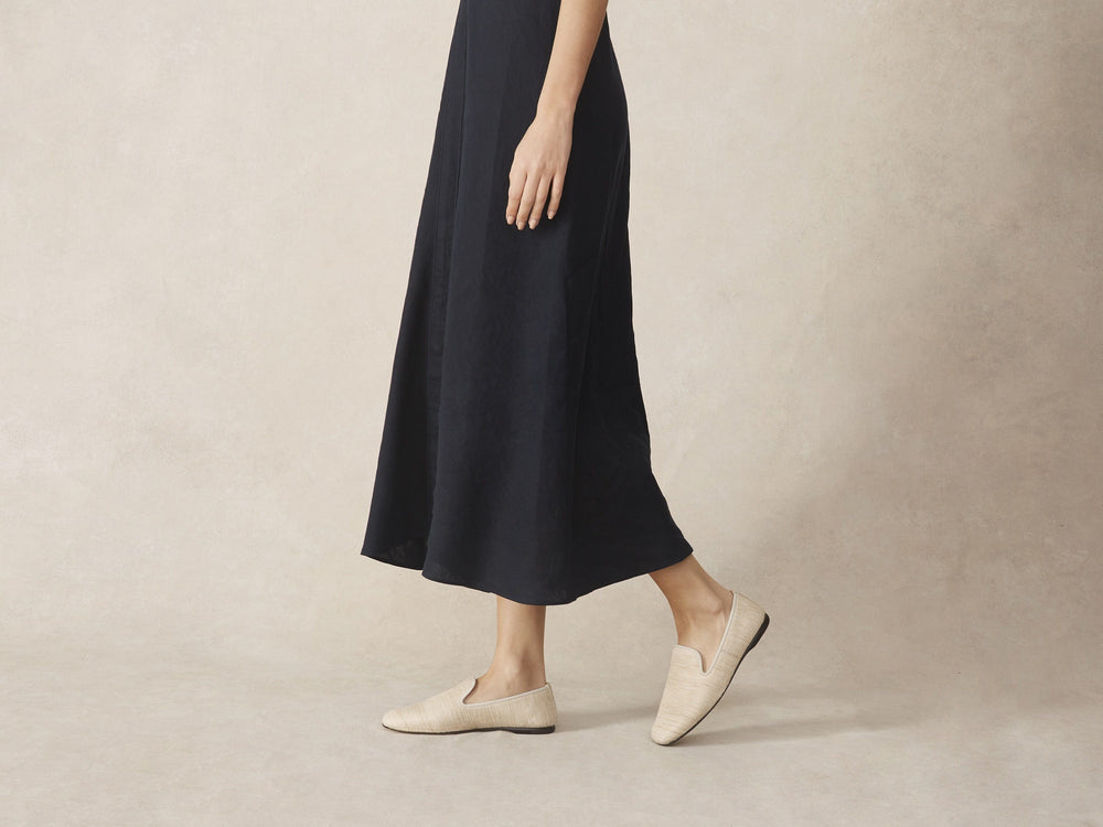 Fenice Loafers in Natural Silk and Gros Grain