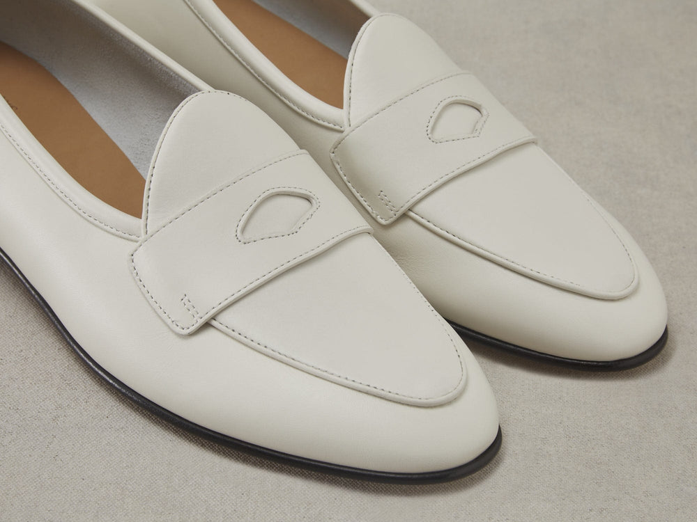 Sagan Classic Ginkgo Loafers in Blanc Cassè Drape Calf