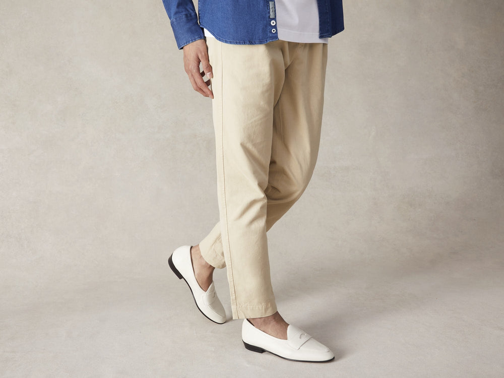 Sagan Classic Ginkgo Loafers in Blanc Cassè Drape Calf