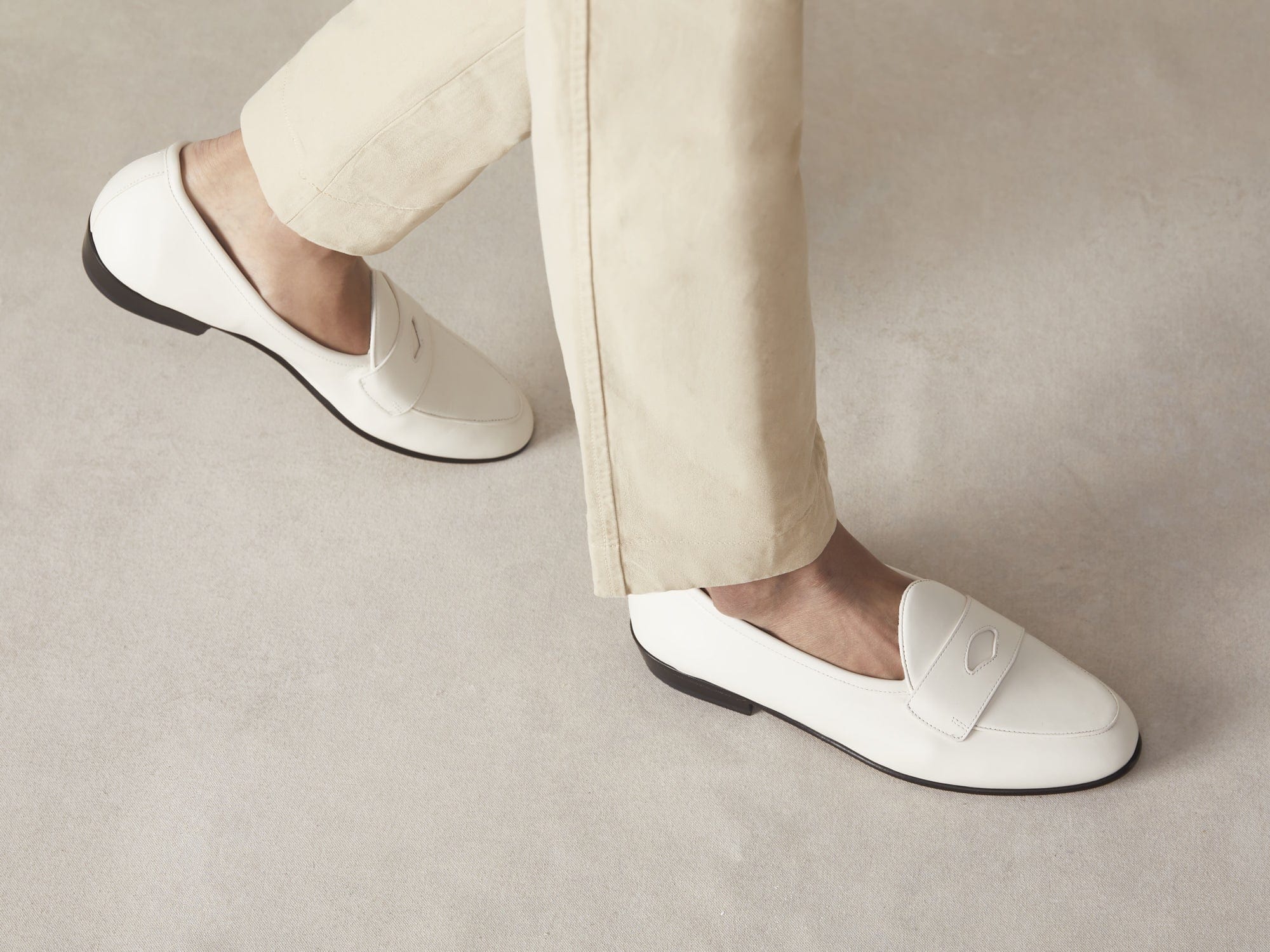 Sagan Classic Ginkgo Loafers in Blanc Cassè Drape Calf