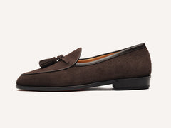 Grand Conti Tassel Loafers in Dark Brown Shield Suede