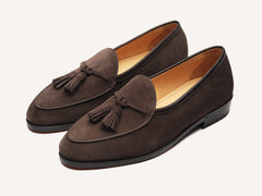 Grand Conti Tassel Loafers in Dark Brown Shield Suede