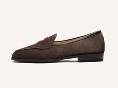 Grand Fleurus Penny Loafers in Dark Brown Shield Suede