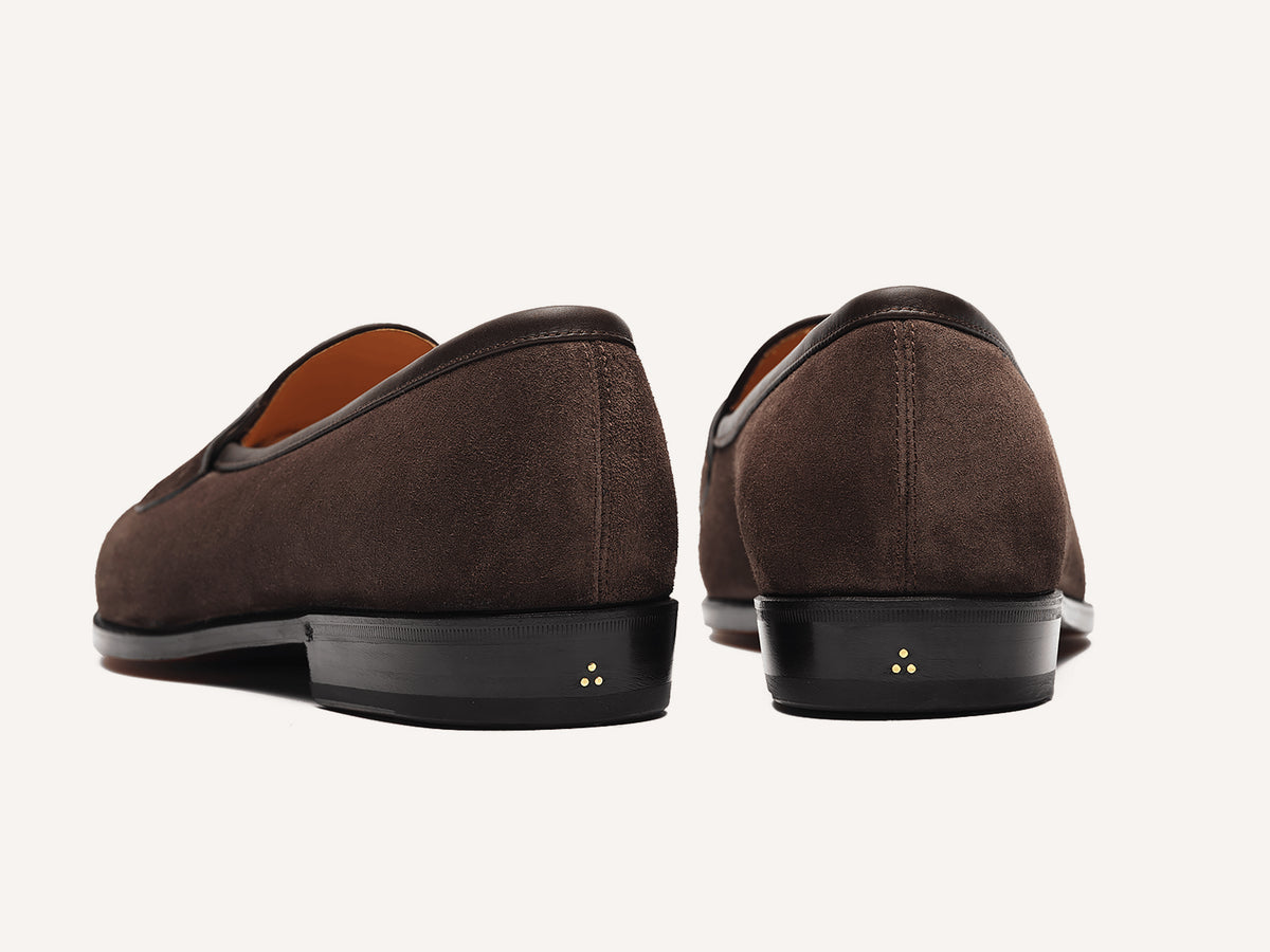 Grand Fleurus Penny Loafers in Dark Brown Shield Suede