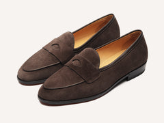 Grand Fleurus Penny Loafers in Dark Brown Shield Suede