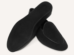 Lune Slippers in Black Luxe Suede
