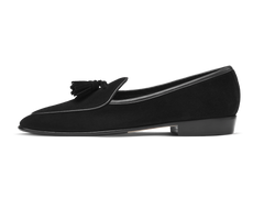 Sagan Classic Tassel Loafers in Obsidian Black Asteria Suede