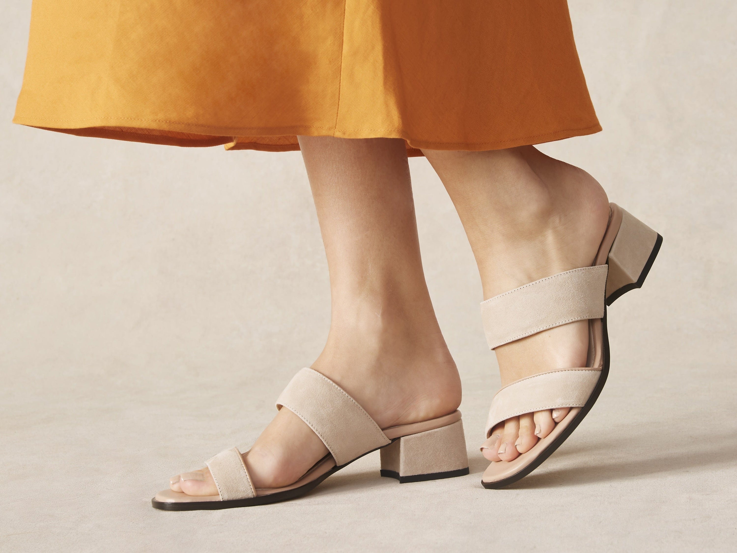 Plume Hi Sandal in Albâtre Luxe Suede and Nappa