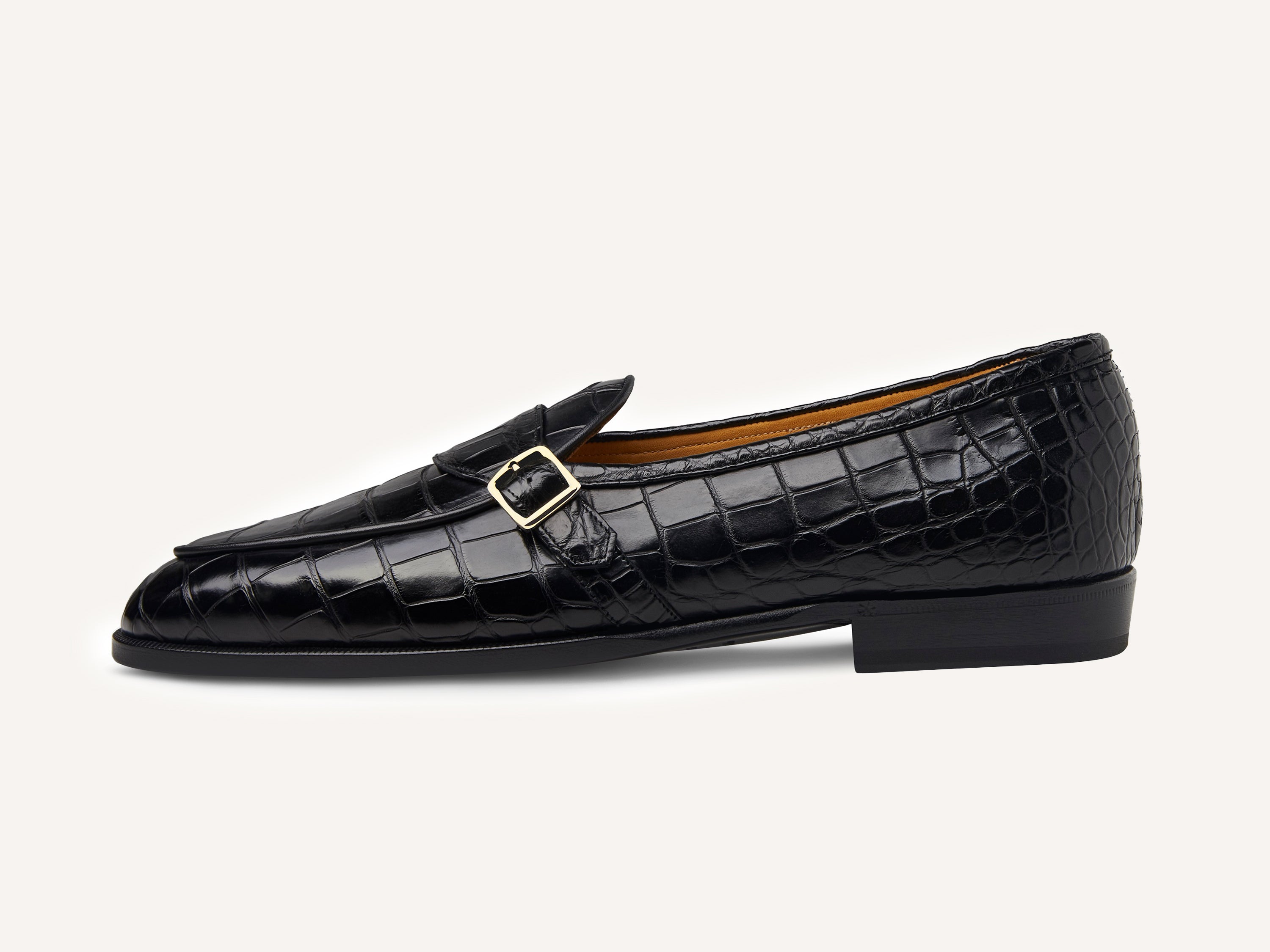 Sagan Buckle Precious Leather Men's Loafers in Obsidian Black