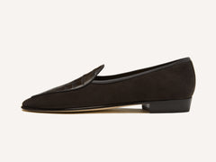 Sagan Classic Precious Leather Loafers in Dark Brown Suede and Crocodile