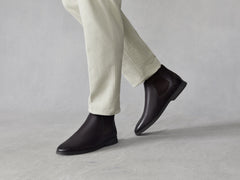 Rover Boots in Dark Brown Grain Calf with Shearling Lining