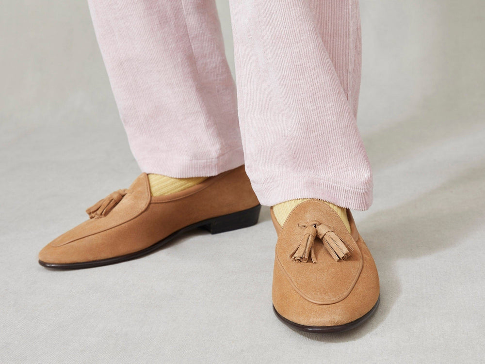 Sagan Classic Tassel Loafers in Sahara Asteria Suede and Nappa