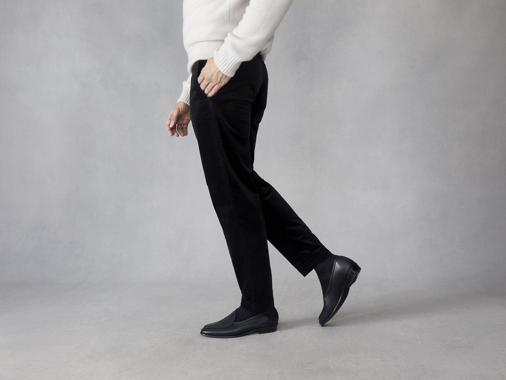 Sagan Rubber Loafers in Black Drape Calf