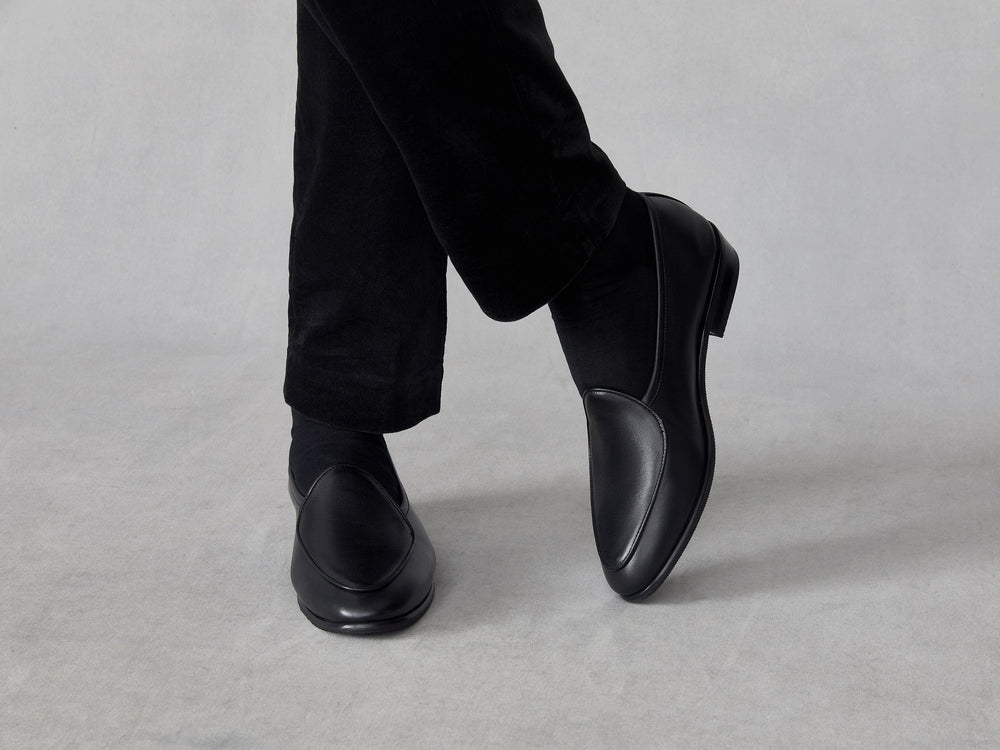 Sagan Rubber Loafers in Black Drape Calf