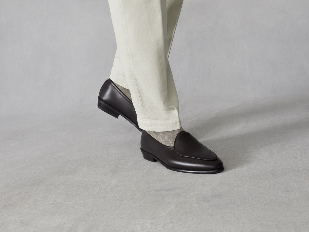 Sagan Rubber Loafers in Dark Brown Drape Calf