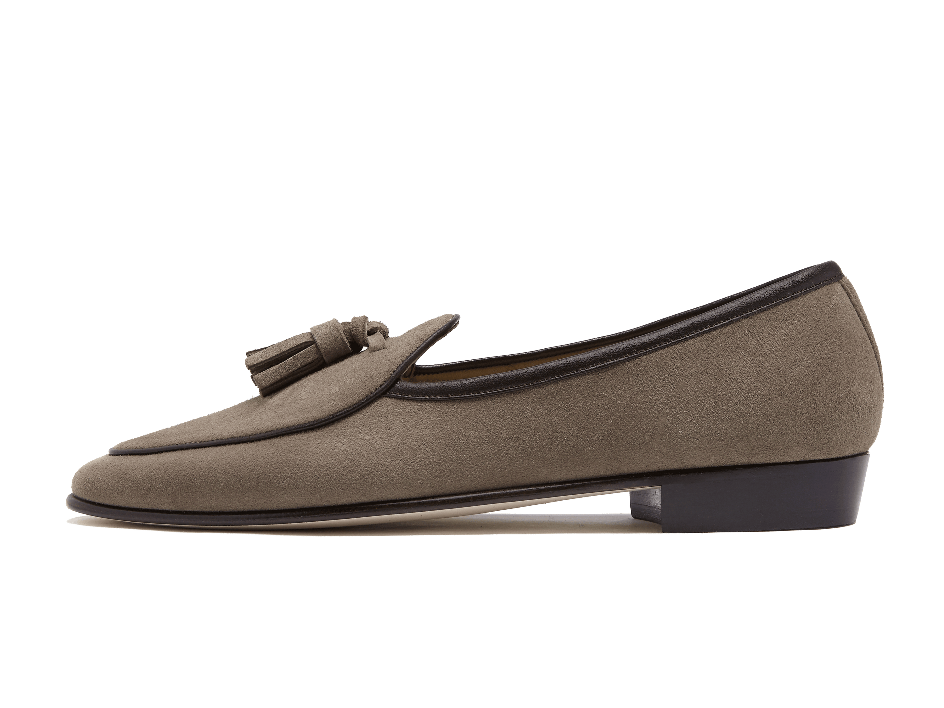 Sagan Classic Tassel Loafers in Greige Asteria Suede