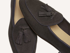 Sagan Classic Tassel Loafers in Bark Grey Asteria Suede