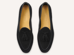 Sagan Classic Tassel Loafers in Obsidian Black Asteria Suede