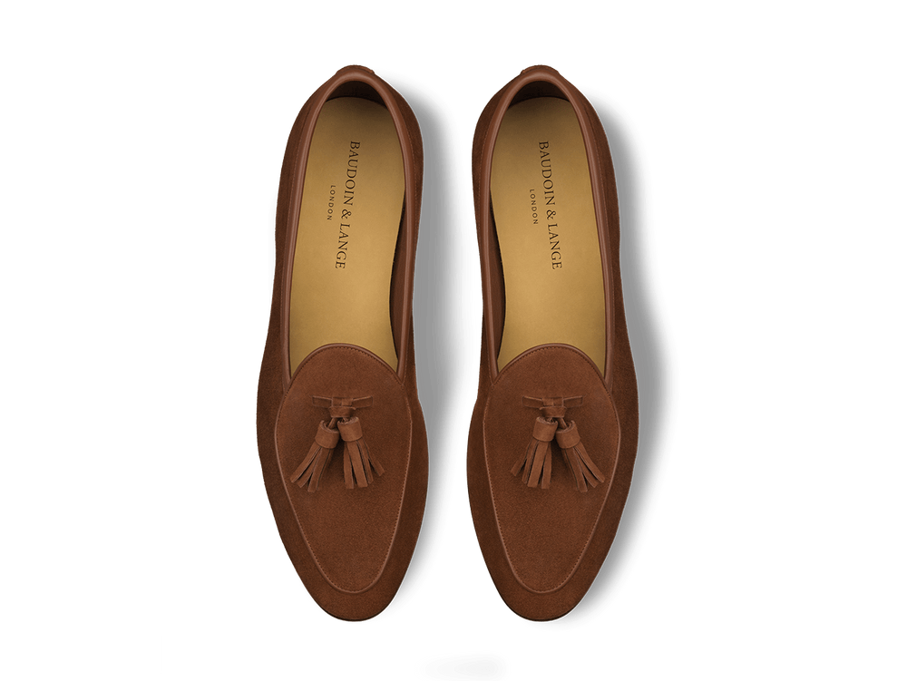 Sagan Classic Tassel Loafers in Maple Asteria Suede