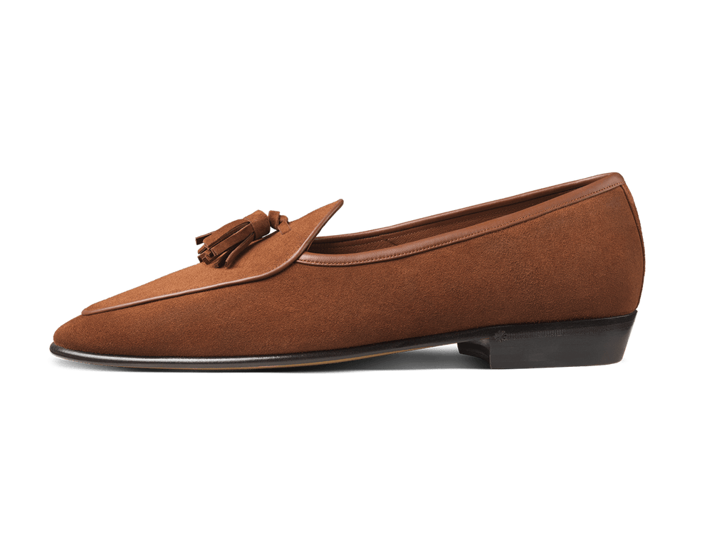 Sagan Classic Tassel Loafers in Maple Asteria Suede