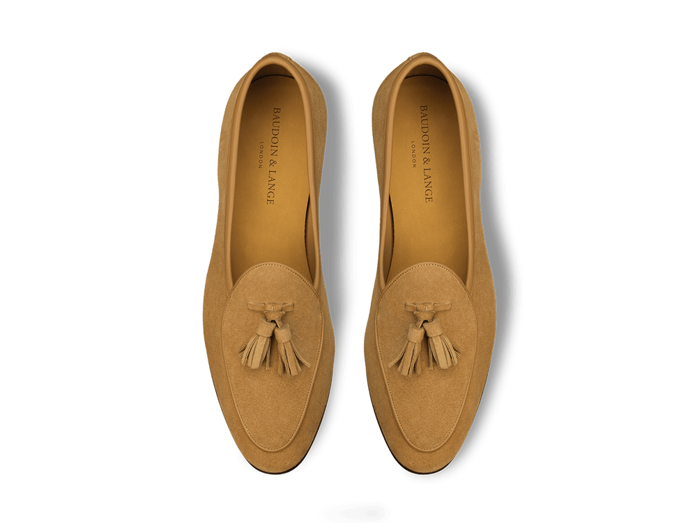 Sagan Classic Tassel Loafers in Sahara Asteria Suede and Nappa