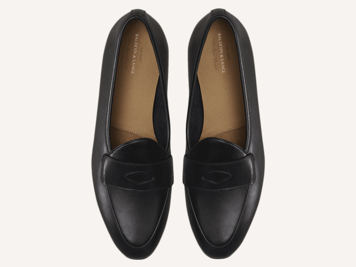 Sagan Rubber Ginkgo Loafers in Black Drape Calf
