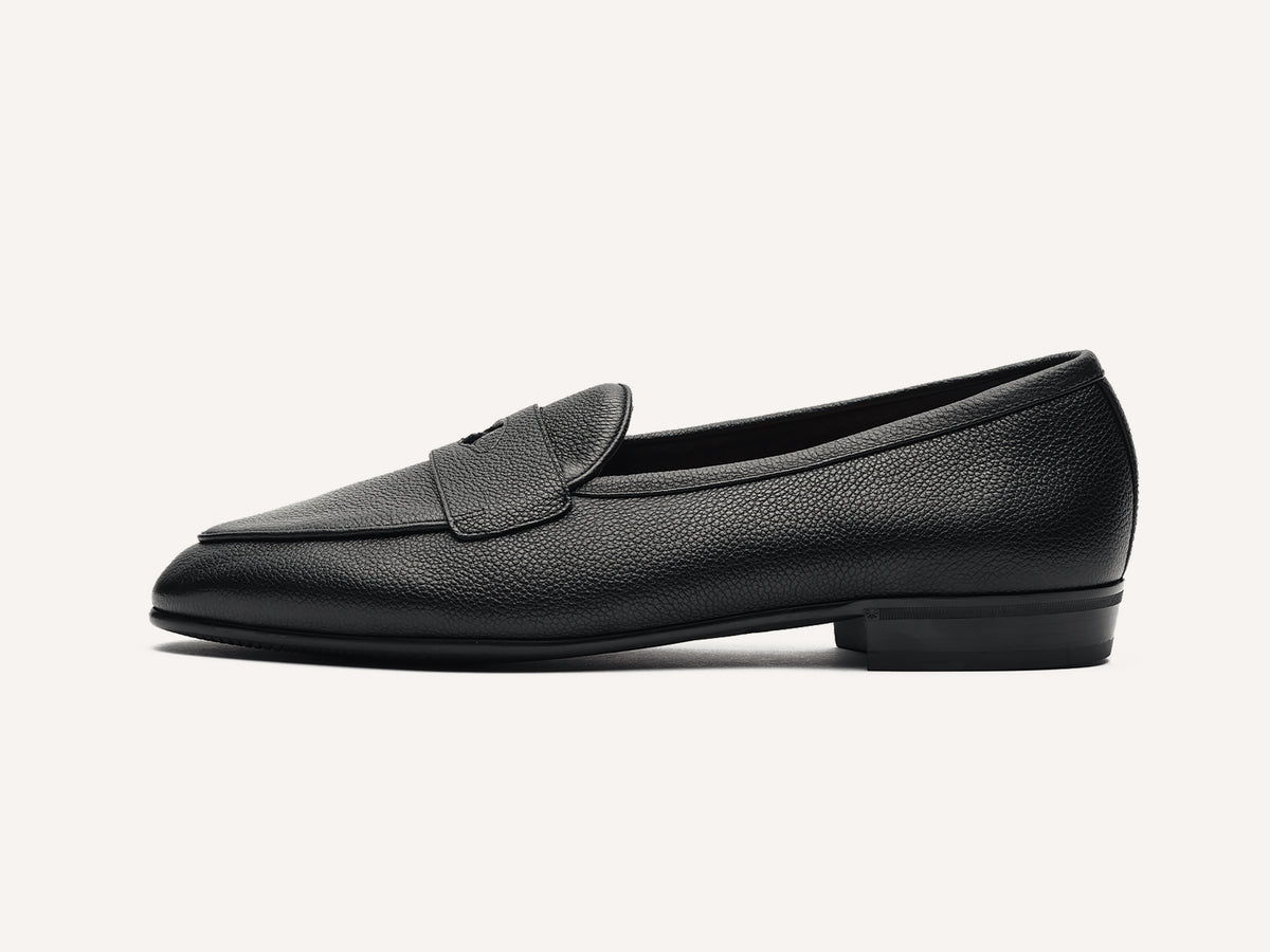 Sagan Rubber Ginkgo Loafers in Black Lunar Grain Calf