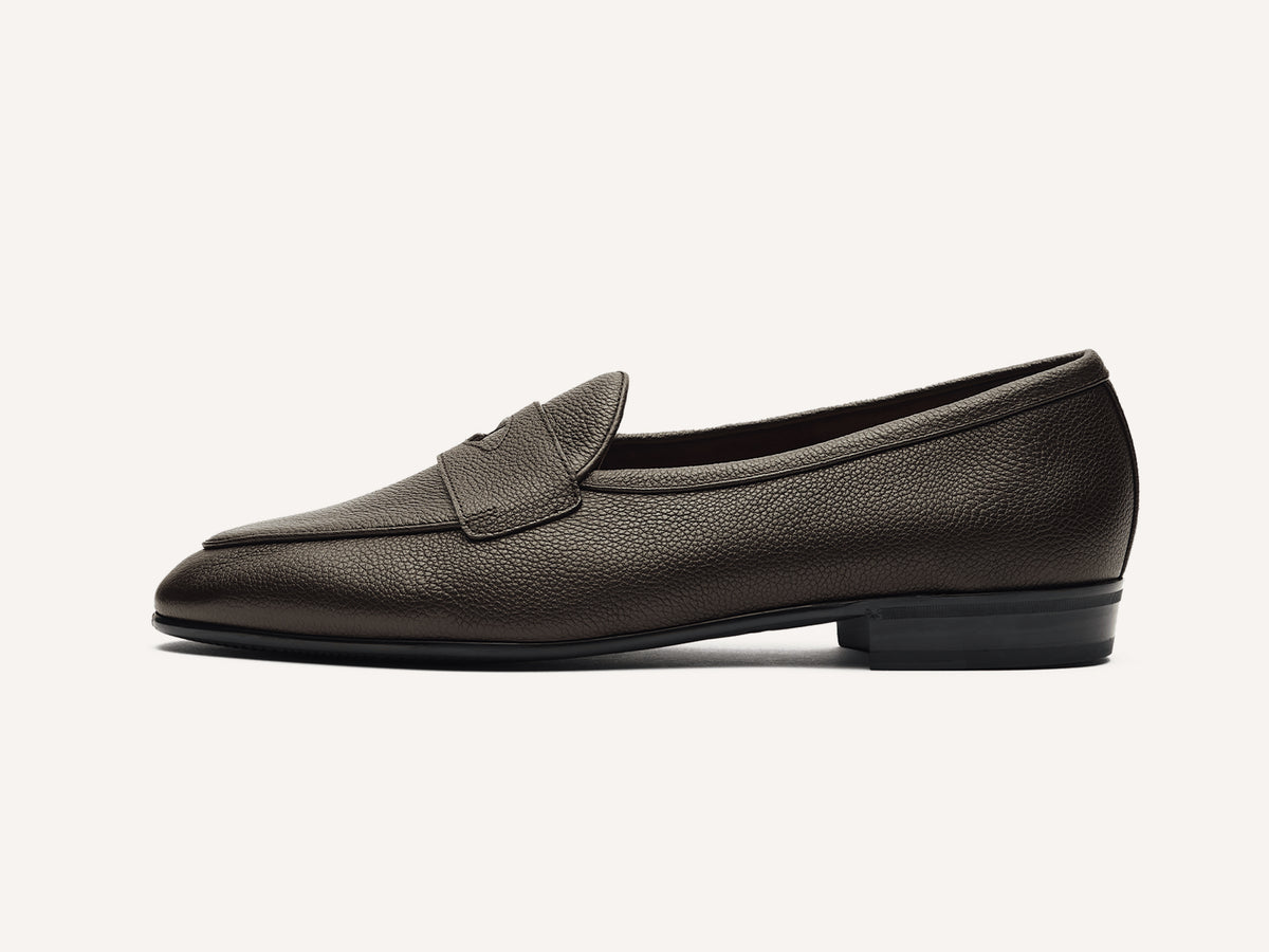 Sagan Rubber Ginkgo Loafers in Dark Brown Lunar Grain Calf
