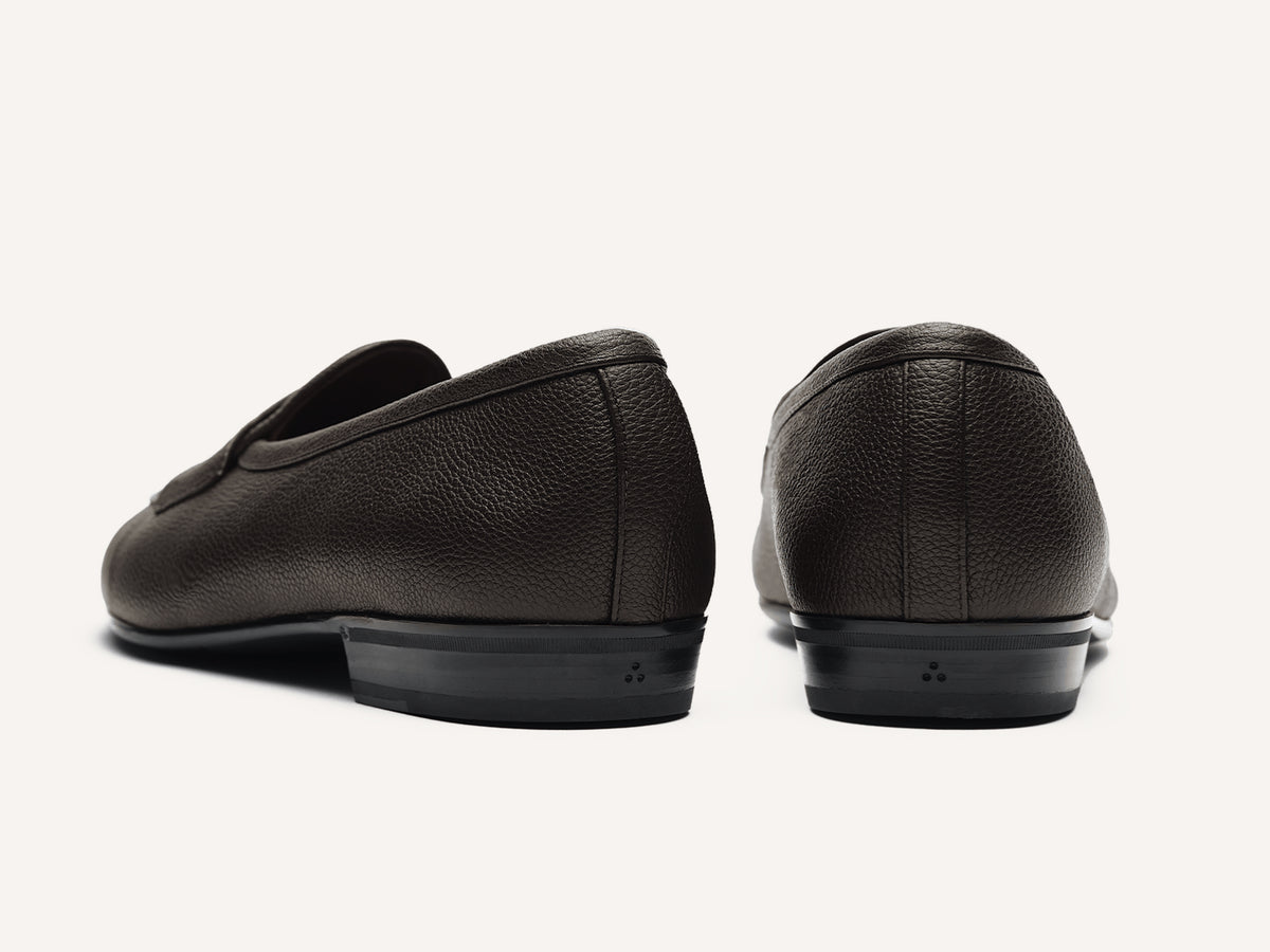 Sagan Rubber Ginkgo Loafers in Dark Brown Lunar Grain Calf