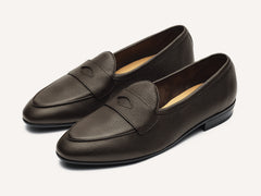Sagan Rubber Ginkgo Loafers in Dark Brown Lunar Grain Calf