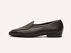 Sagan Rubber Loafers in Dark Brown Lunar Grain Calf with Rubber Sole