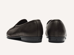Sagan Rubber Loafers in Dark Brown Lunar Grain Calf with Rubber Sole