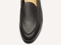 Sagan Rubber Loafers in Dark Brown Lunar Grain Calf with Rubber Sole