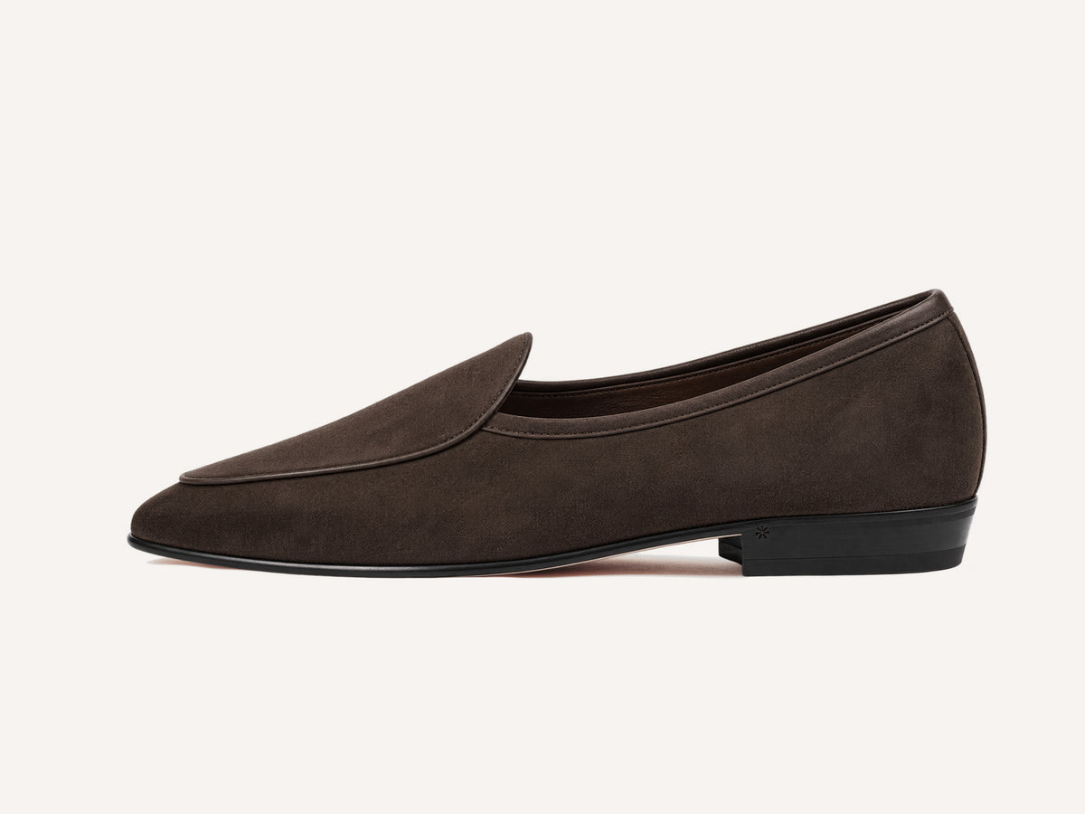 Sagan Rubber Loafers in Lusitanias Dark Brown Asteria Suede
