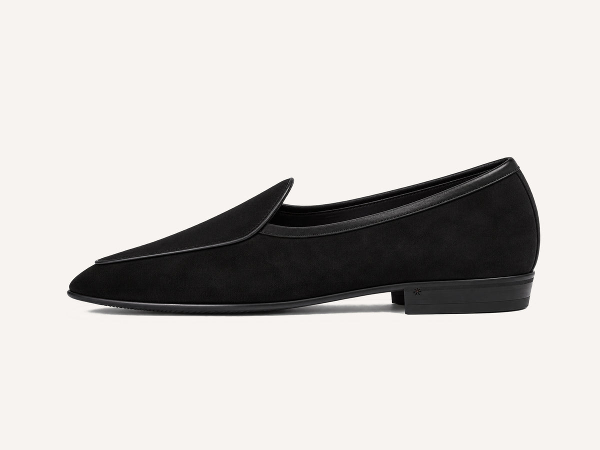 Sagan Rubber Loafers in Obsidian Black Asteria Suede