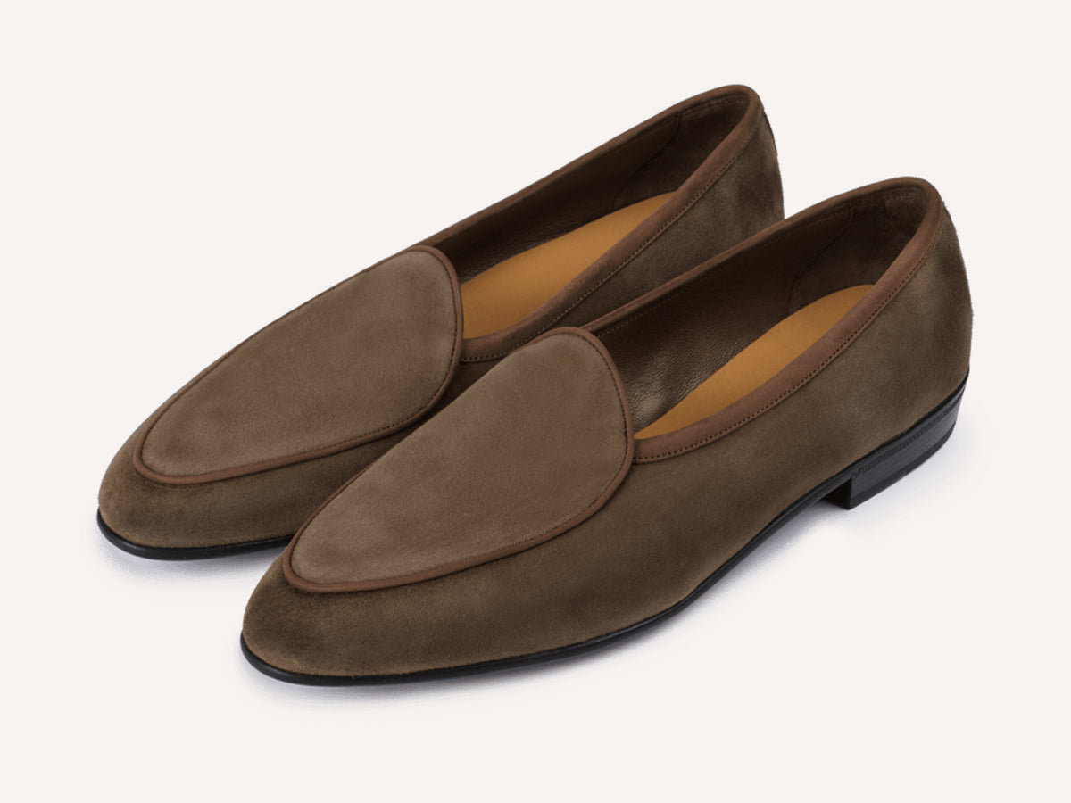 Sagan Rubber Loafers in Olivine Green Asteria Suede